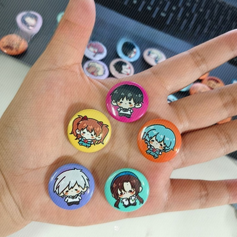 Evangelion Anime Merchandise - 5 Peças de Broches Decorativos Mini